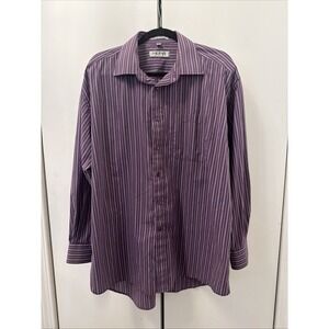 BALMAIN PARIS Purple Striped Button-Up Shirt Long Sleeve Size 17.5 34/35 00011